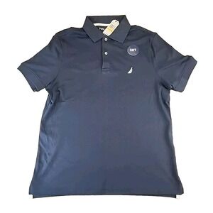 Nautica Polo Shirt Mens Medium Blue Short Sleeve Collared Solid Breathable